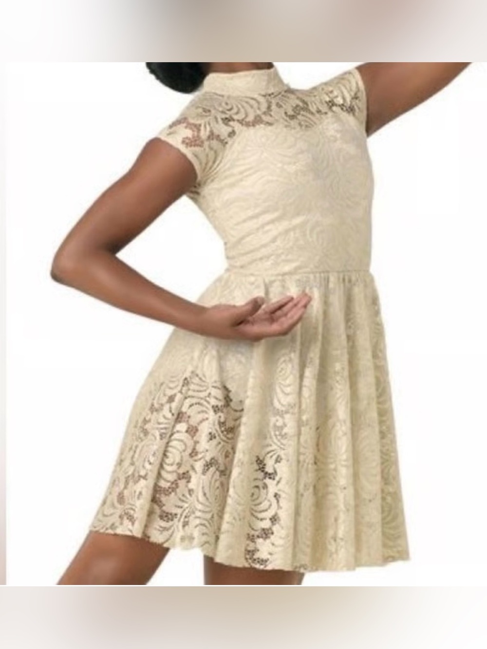 Weissman Cream Lace Fit-and-Flare Dress